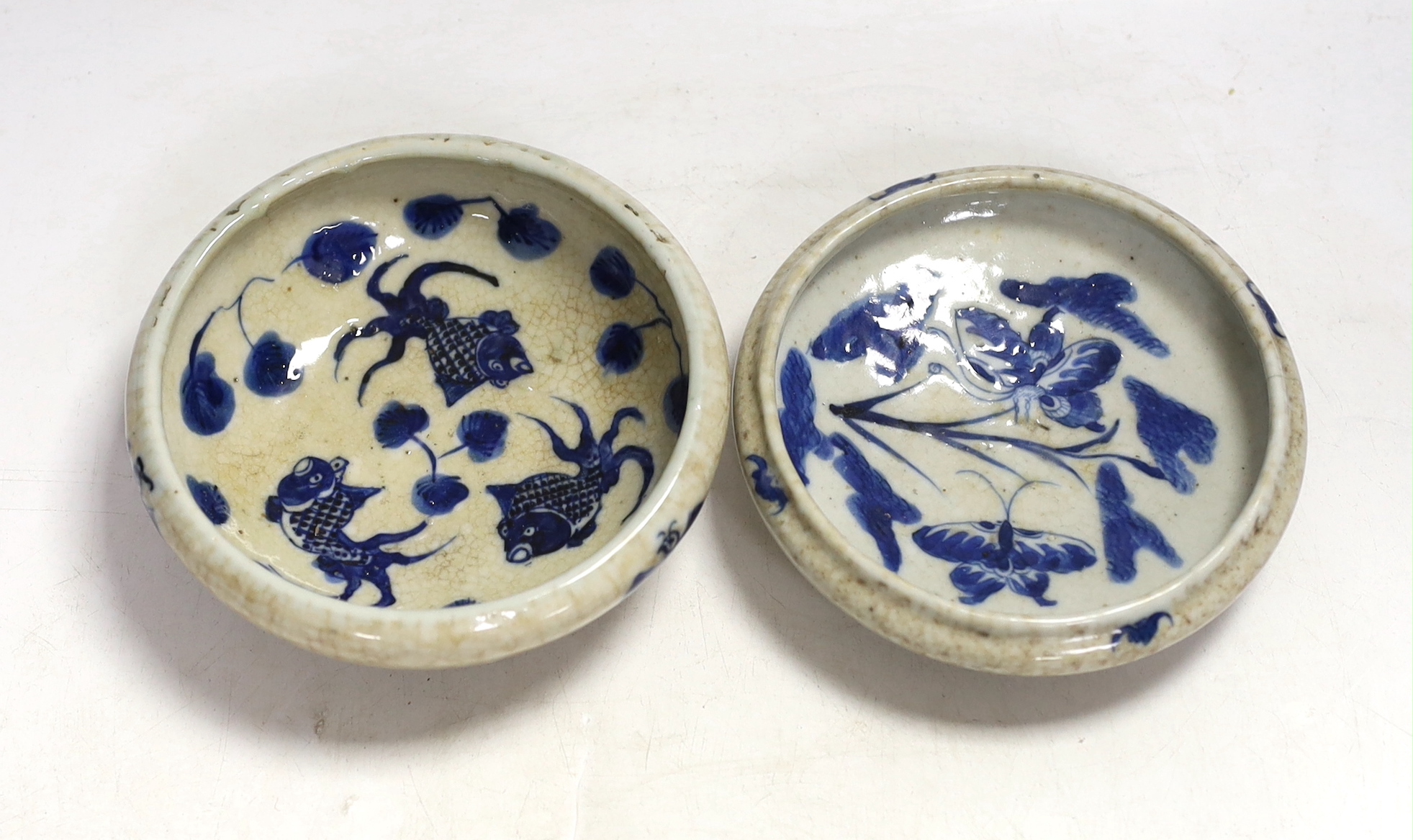 Two Chinese crackle glaze brush washers, diameter 13cm